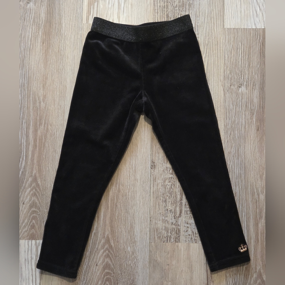 💜 2/$10 Juicy Couture Black Velvet Kids Leggings - Picture 1 of 3